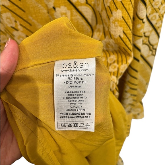 ba&sh Ophe Floral Long Sleeve Crew Neck Tiered Mini Dress, Size L - Picture 5 of 6